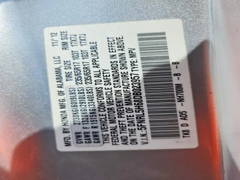 2013 HONDA ODYSSEY   