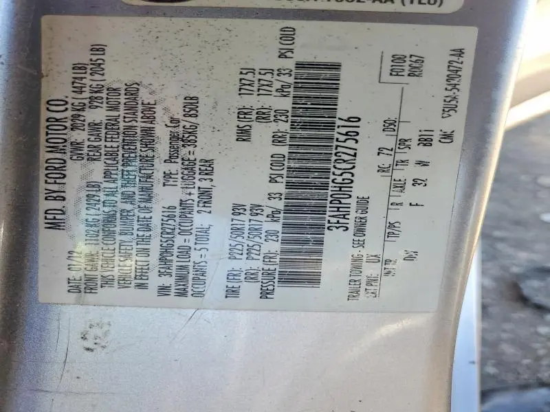 2012 FORD FUSION SE  
