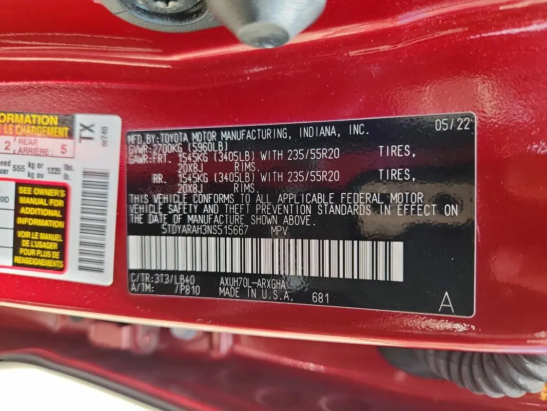 2022 TOYOTA HIGHLANDER HYBRID LIMITED  
