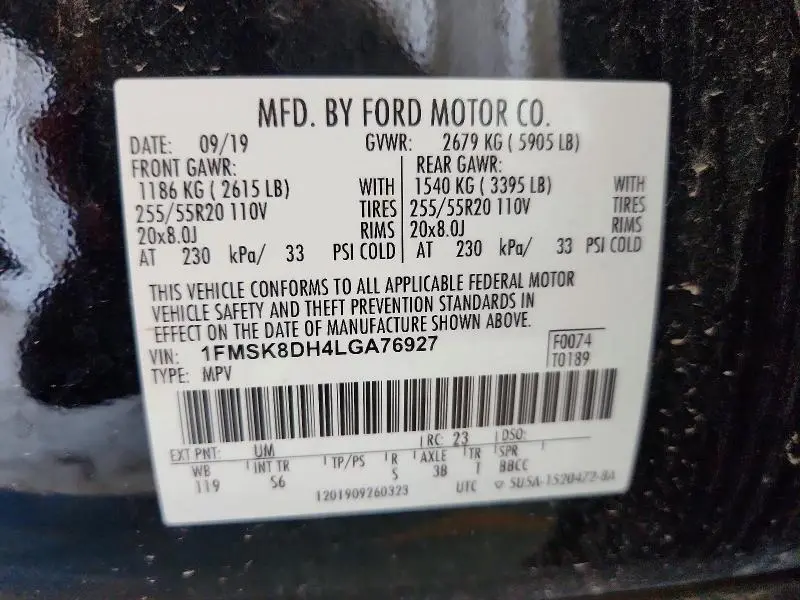 2020 FORD EXPLORER XLT  
