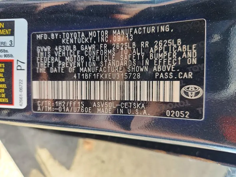 2014 TOYOTA CAMRY L  