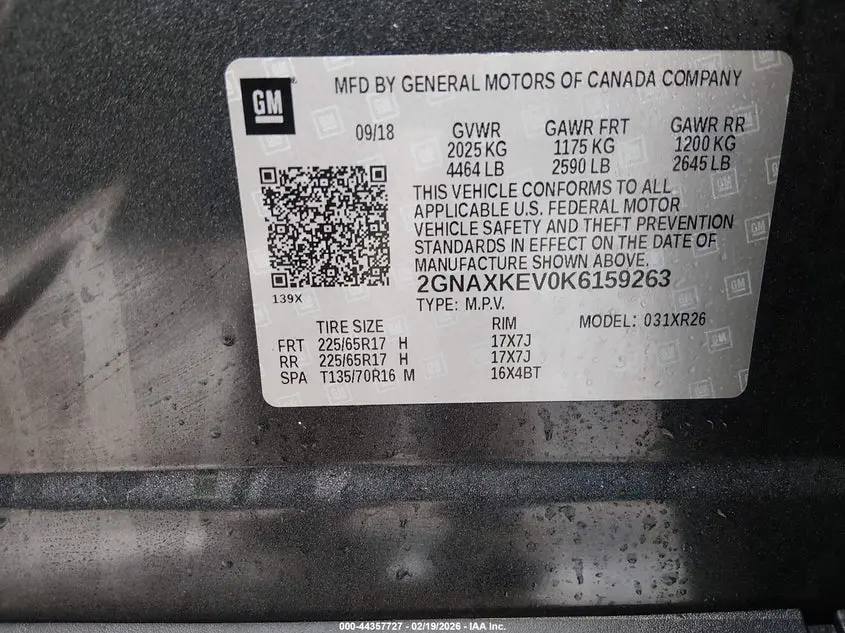 2019 CHEVROLET EQUINOX LT