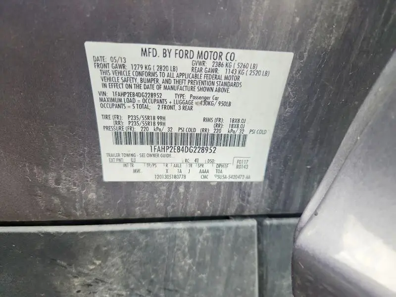 2013 FORD TAURUS SEL  
