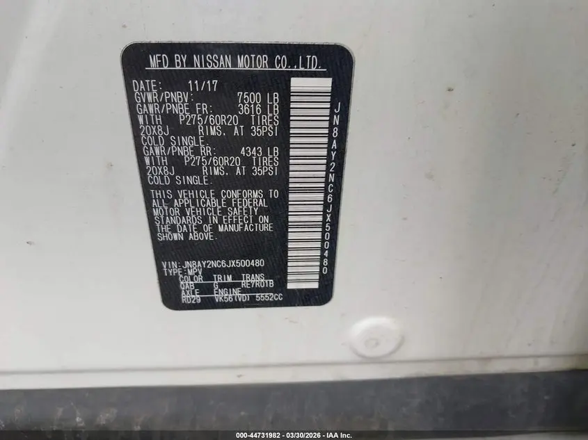2018 NISSAN ARMADA PLATINUM