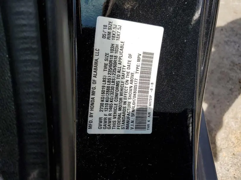 2019 HONDA ODYSSEY EXL  