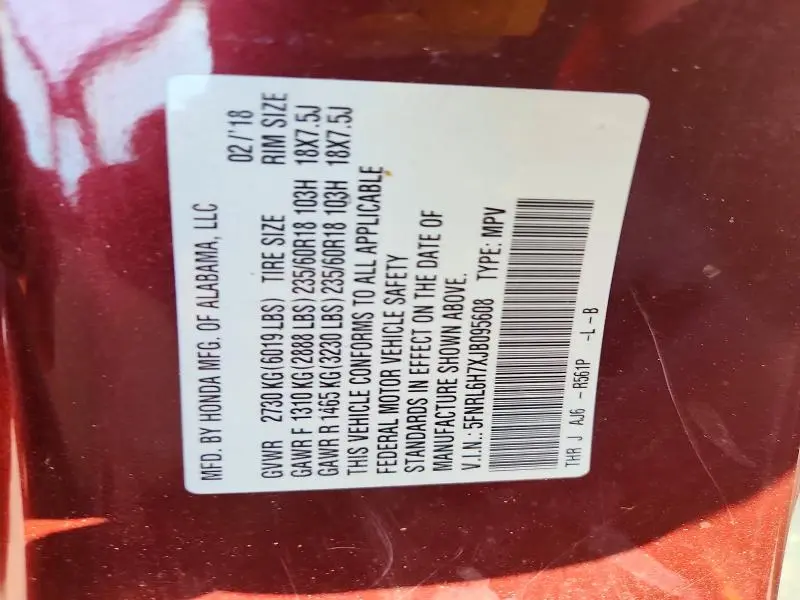 2018 HONDA ODYSSEY EXL  