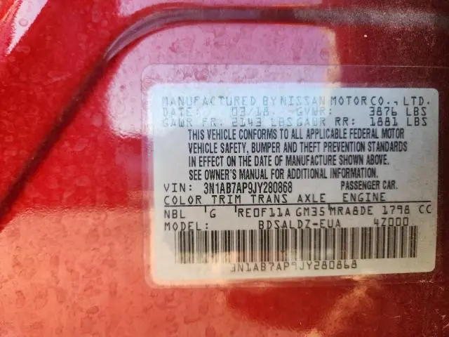 2018 NISSAN SENTRA S  