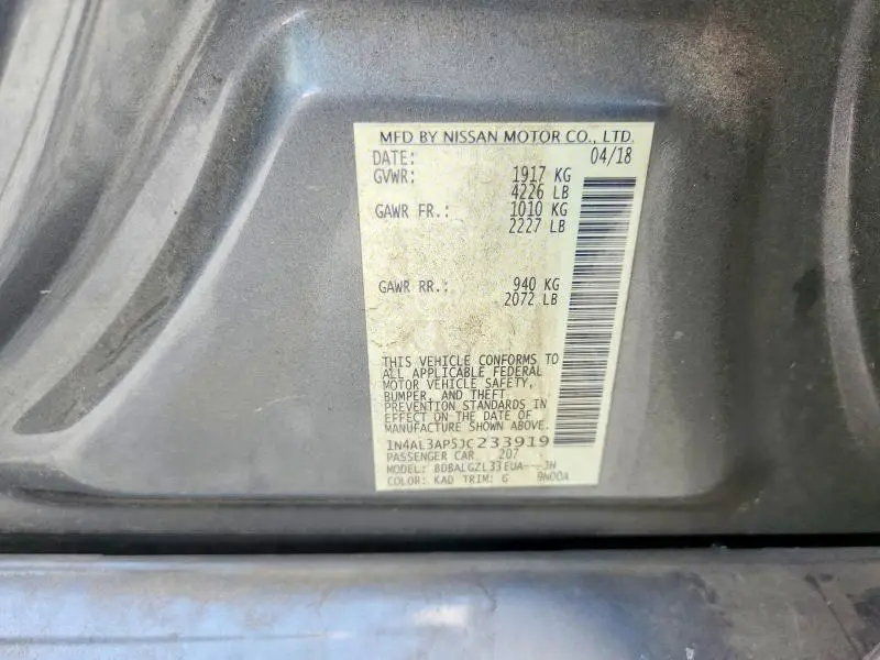 2018 NISSAN ALTIMA 2.5 S  
