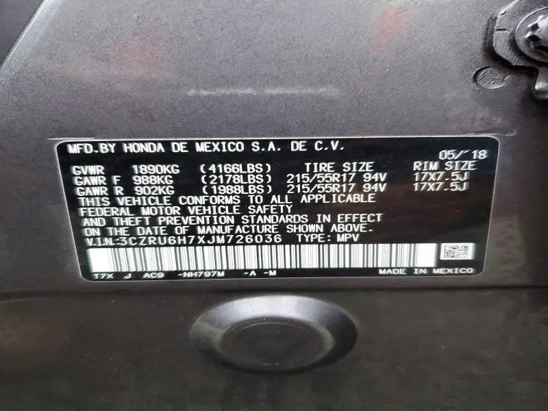 2018 HONDA HR-V EXL  