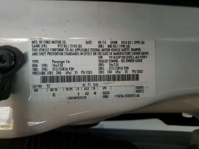 2014 FORD FOCUS SE  