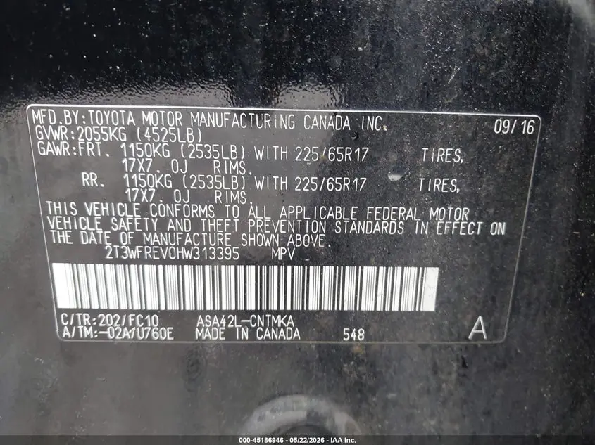 2017 TOYOTA RAV4 XLE