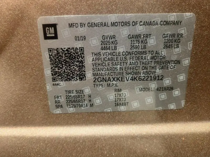 2019 CHEVROLET EQUINOX LT  