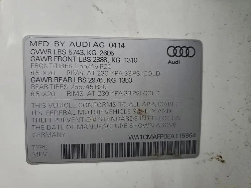 2014 AUDI Q5 TDI PREMIUM PLUS  