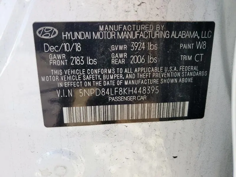 2019 HYUNDAI ELANTRA SEL  