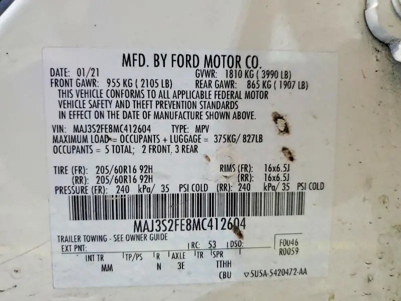 2021 FORD ECOSPORT S  