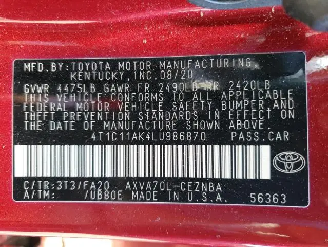 2020 TOYOTA CAMRY LE  