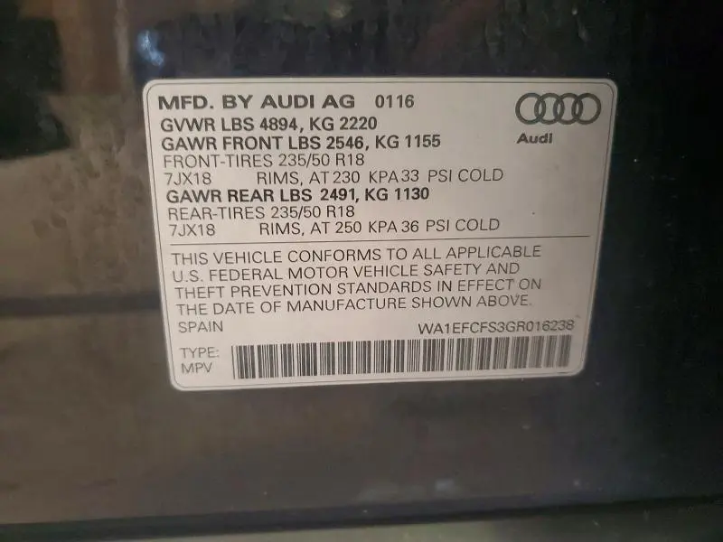 2016 AUDI Q3 PREMIUM PLUS  