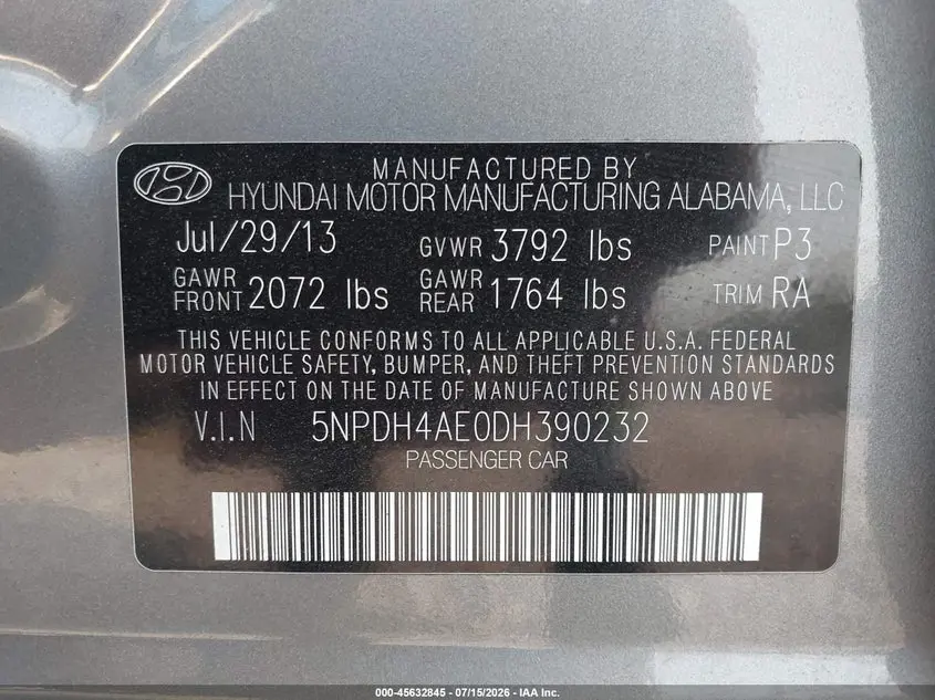 2013 HYUNDAI ELANTRA GLS