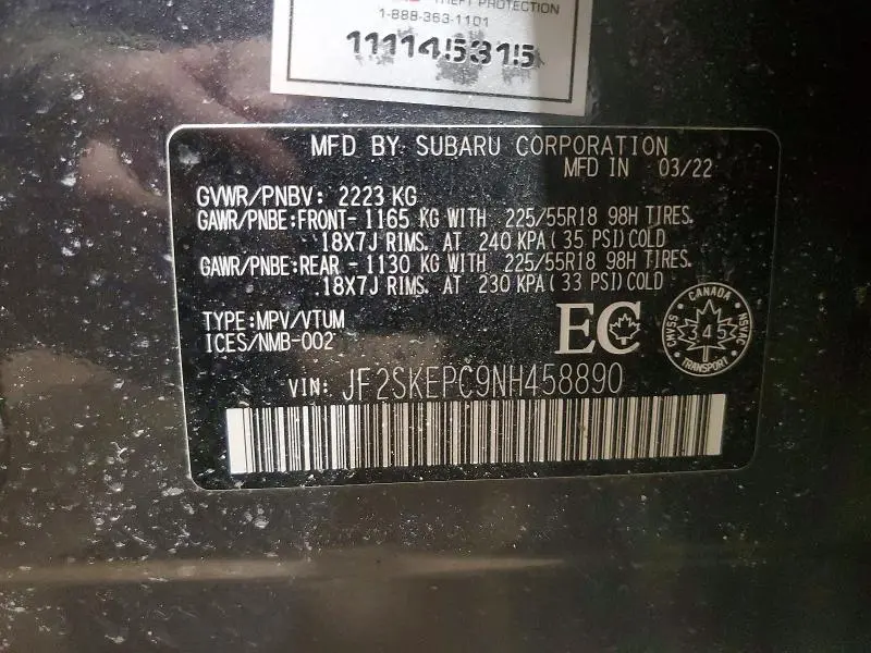 2022 SUBARU FORESTER LIMITED  