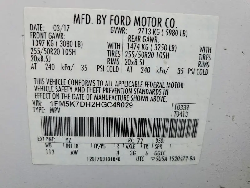 2017 FORD EXPLORER XLT  