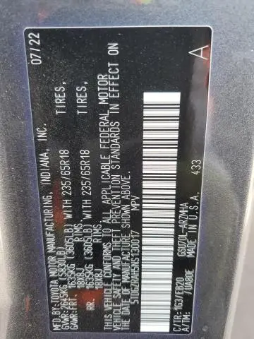 2022 TOYOTA HIGHLANDER XLE  