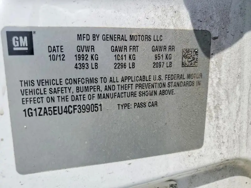 2012 CHEVROLET MALIBU LS  