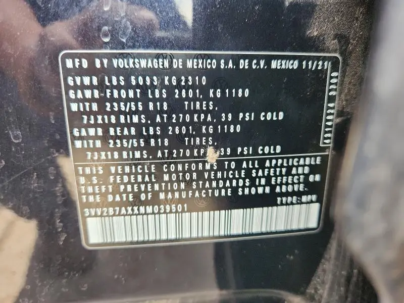 2022 VOLKSWAGEN TIGUAN SE  