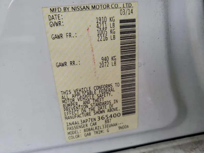 2014 NISSAN ALTIMA 2.5  