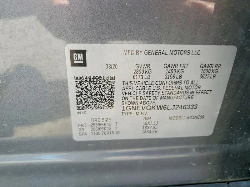 2020 CHEVROLET TRAVERSE LT  