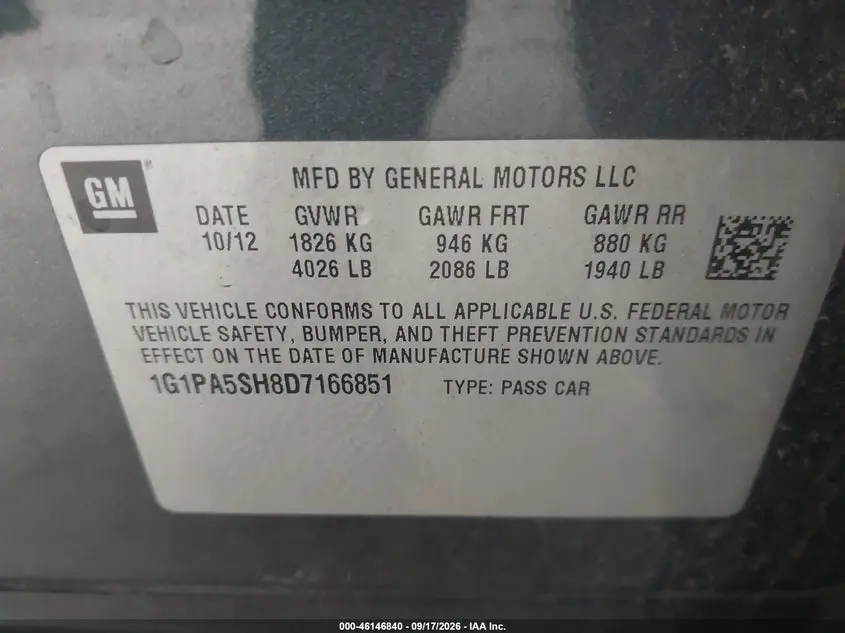 2013 CHEVROLET CRUZE LS AUTO