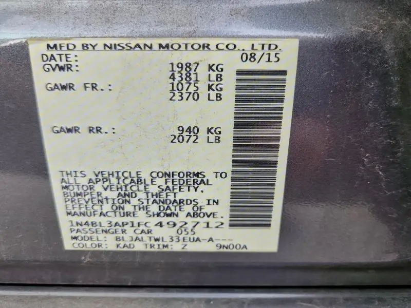 2015 NISSAN ALTIMA 3.5S  