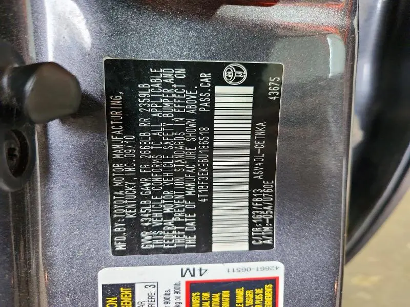 2011 TOYOTA CAMRY LE  
