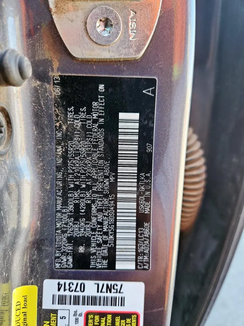 2013 TOYOTA SEQUOIA LIMITED  