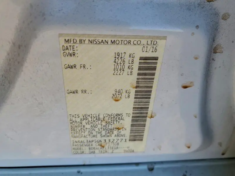 2016 NISSAN ALTIMA 2.5  