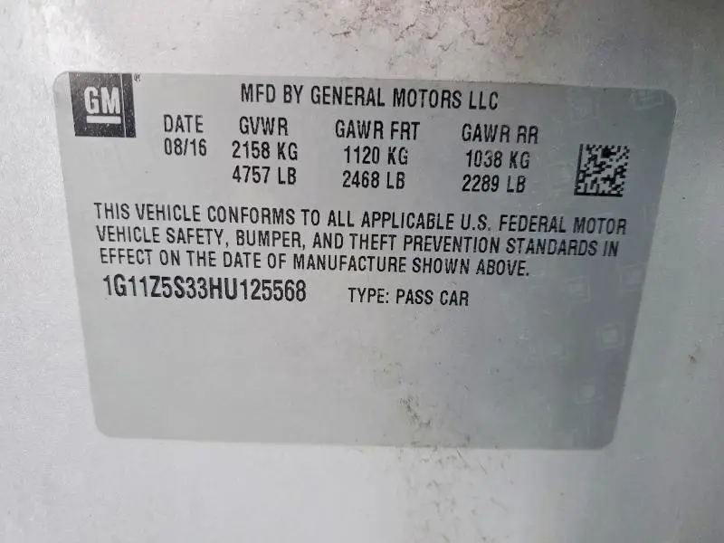 2017 CHEVROLET IMPALA LS  