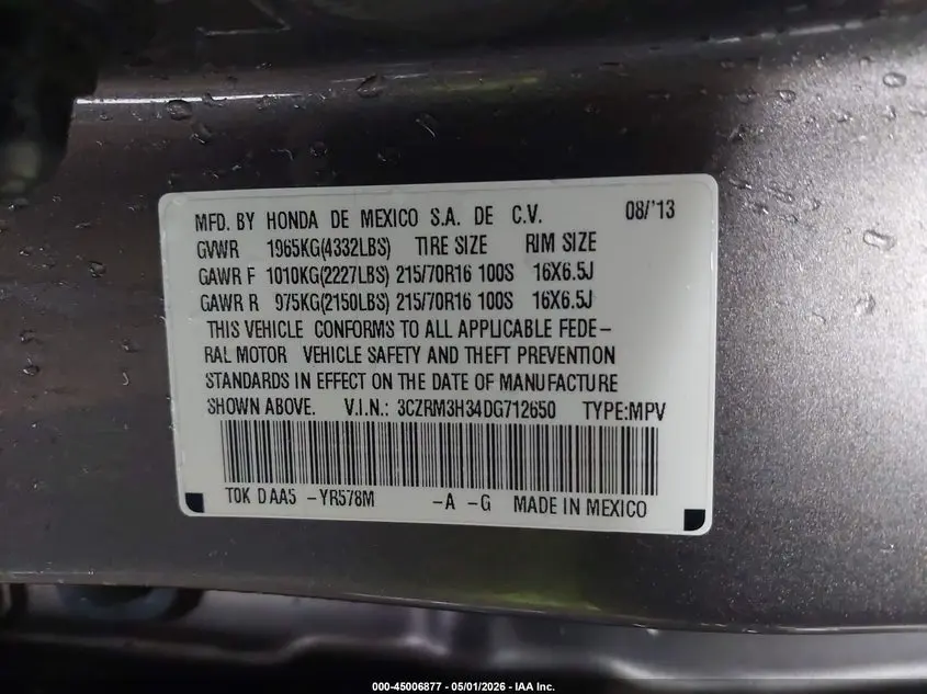 2013 HONDA CR-V LX