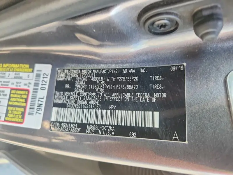 2016 TOYOTA SEQUOIA PLATINUM  