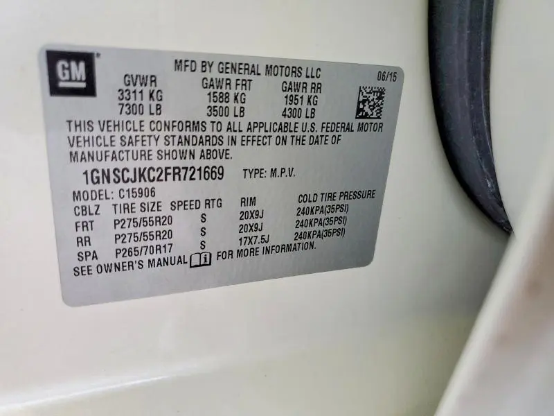 2015 CHEVROLET SUBURBAN C1500 LT  