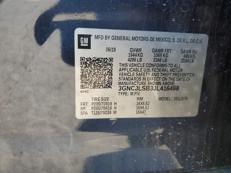 2018 CHEVROLET TRAX 1LT  