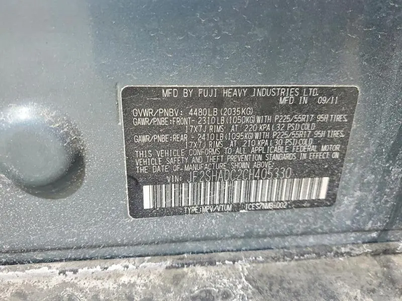 2012 SUBARU FORESTER 2.5X PREMIUM  