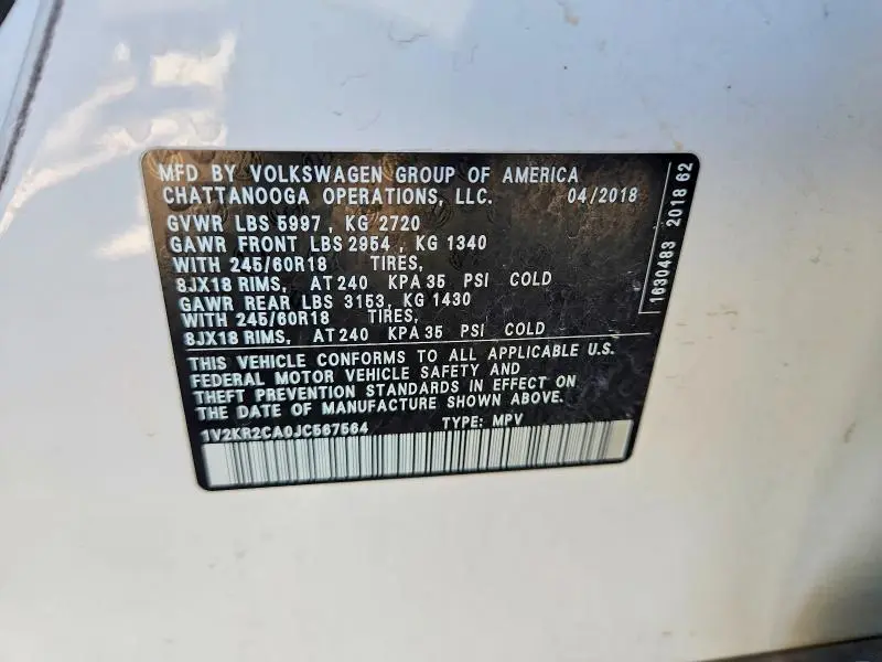 2018 VOLKSWAGEN ATLAS SE  