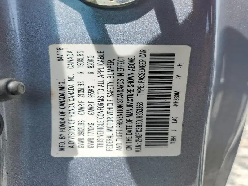 2018 HONDA CIVIC EX  