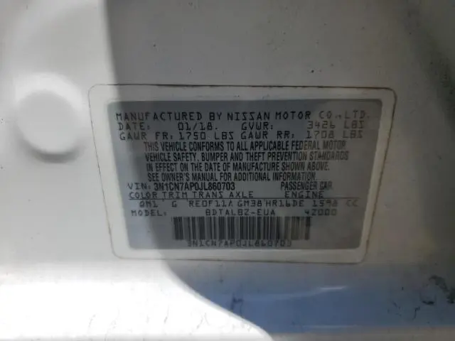 2018 NISSAN VERSA S  