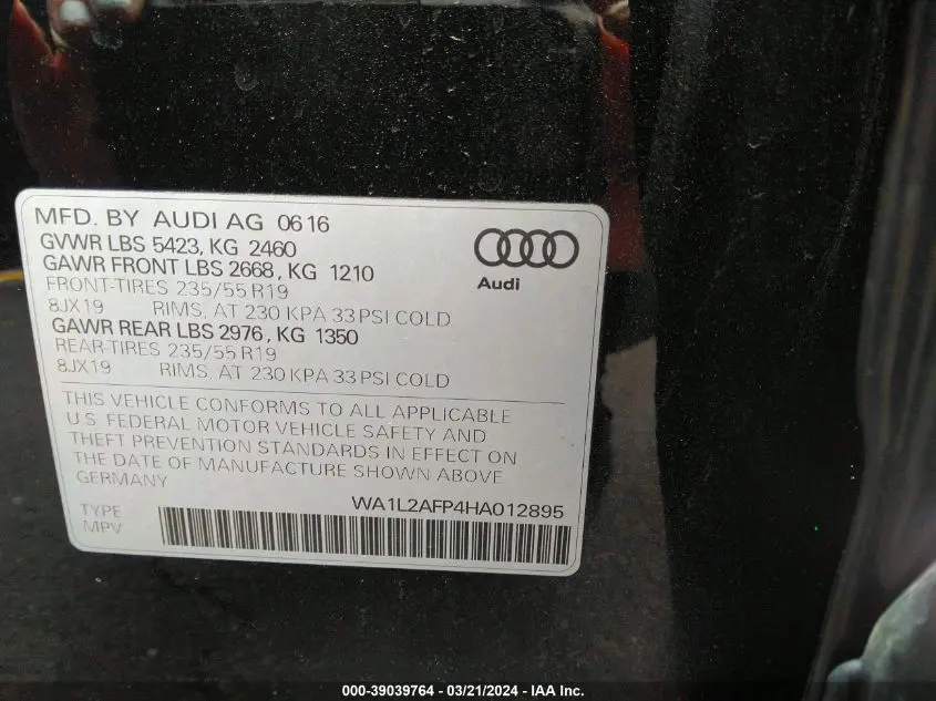 2017 AUDI Q5 PREMIUM PLUS