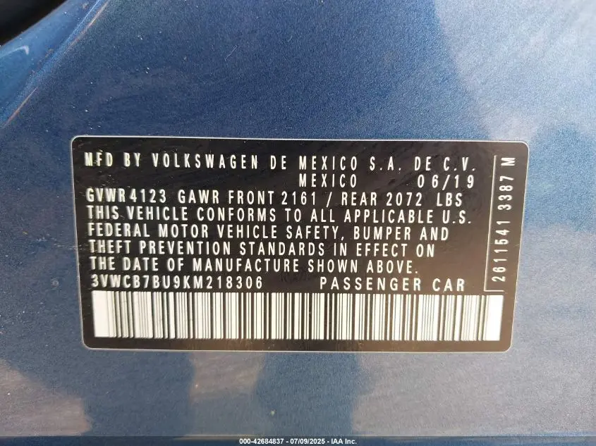 2019 VOLKSWAGEN JETTA 1.4T R-LINE/1.4T S/1.4T SE