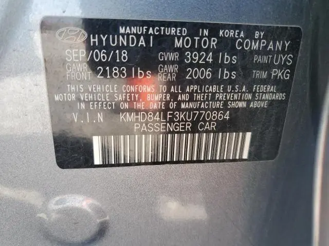 2019 HYUNDAI ELANTRA SEL