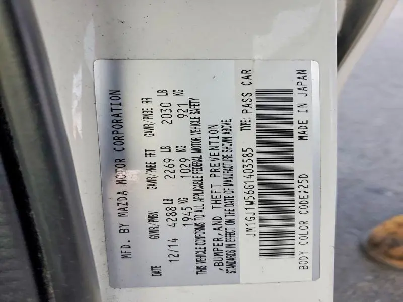 2016 MAZDA 6 GRAND TOURING  