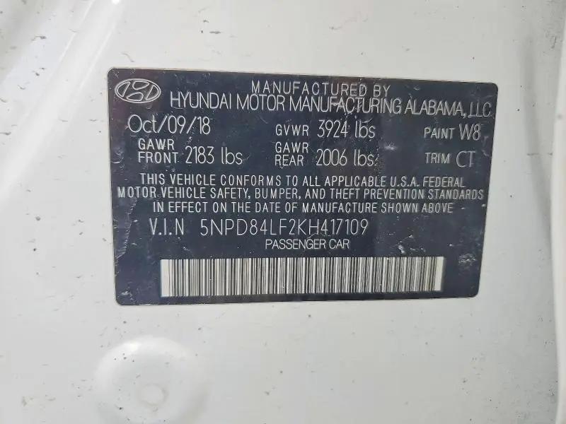 2019 HYUNDAI ELANTRA SEL  