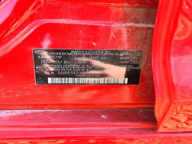 2019 HYUNDAI SONATA LIMITED  