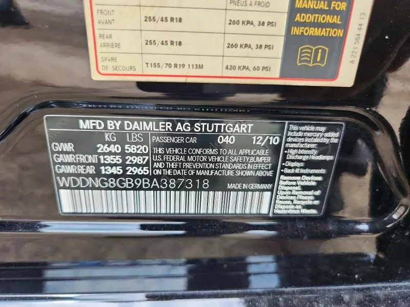 2011 MERCEDES-BENZ S 550 4MATIC  